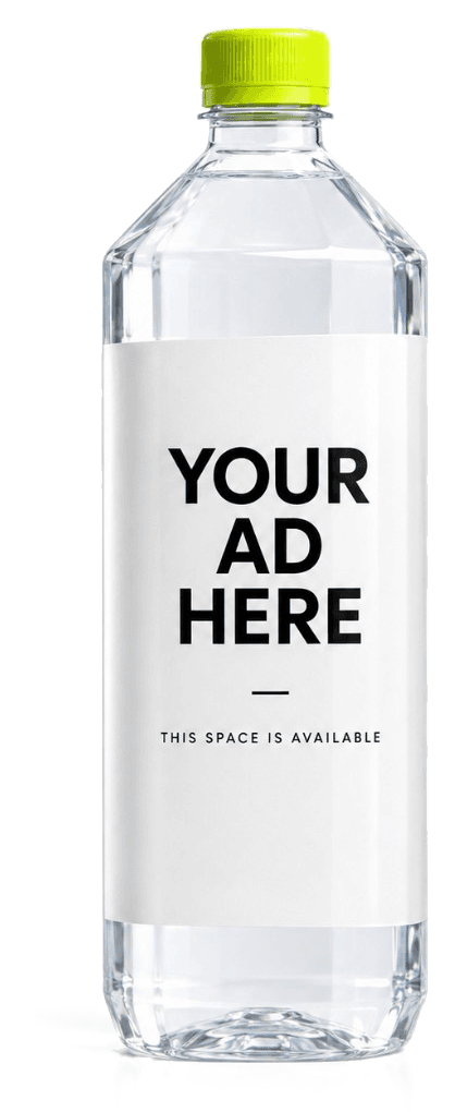 Udara water bottle with space for a sponsor brand